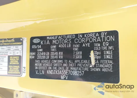 2014 Kia Soul ! z USA, uszkodzony, nr VIN KNDJX3A55E7098257